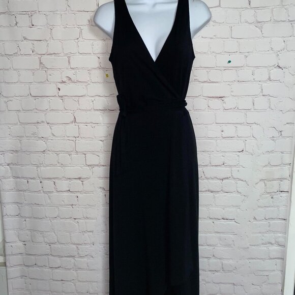 Sz.XXSP (00) Petites*LOFT*Black Sleeveless Wrap-Around Midi Dress - Picture 1 of 8